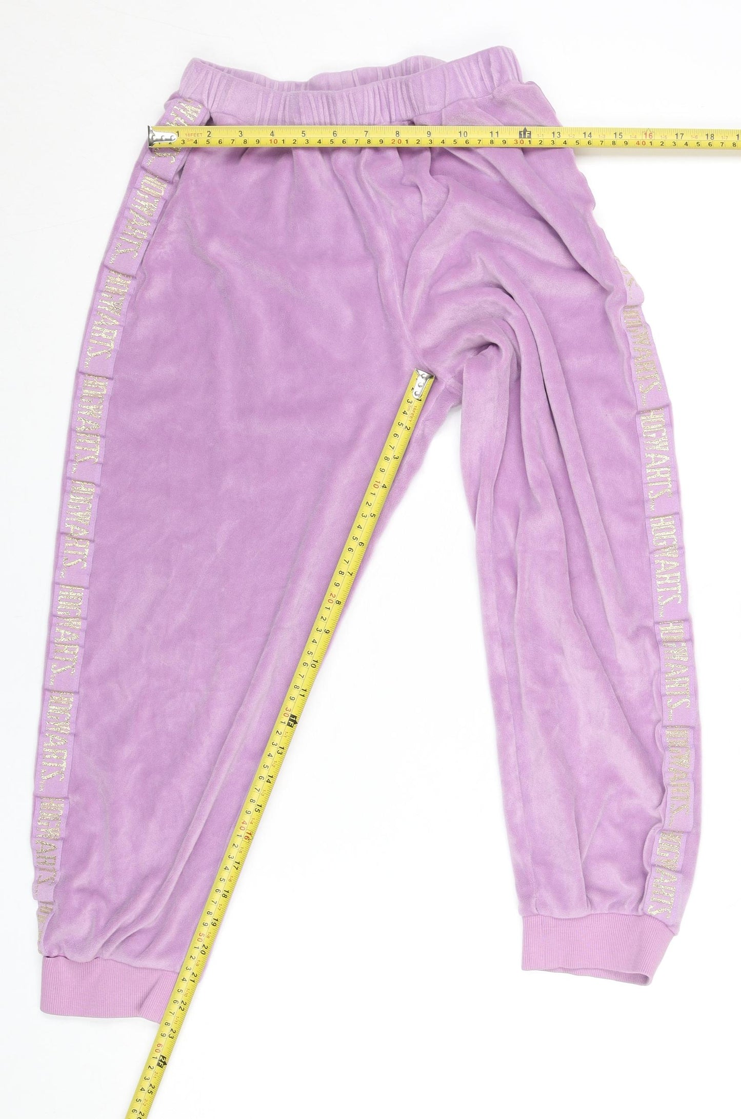 Marks and Spencer Girls Purple Harry Potter Hogwarts Velour Jogger Trousers 11-12 Years