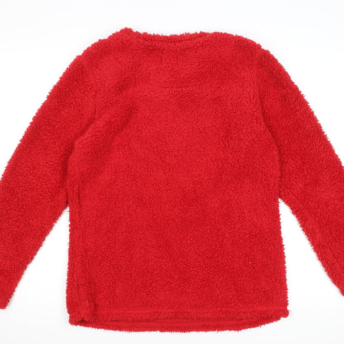 Hello Kitty Women Red Fleece Long Sleeve Nightshirt Top Size 10-12