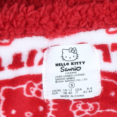 Hello Kitty Women Red Fleece Long Sleeve Nightshirt Top Size 10-12