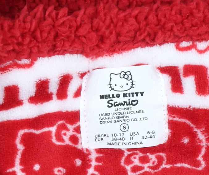Hello Kitty Women Red Fleece Long Sleeve Nightshirt Top Size 10-12