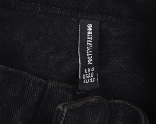 PrettyLittleThing Women's Black Denim Utility Jumpsuit UK 4