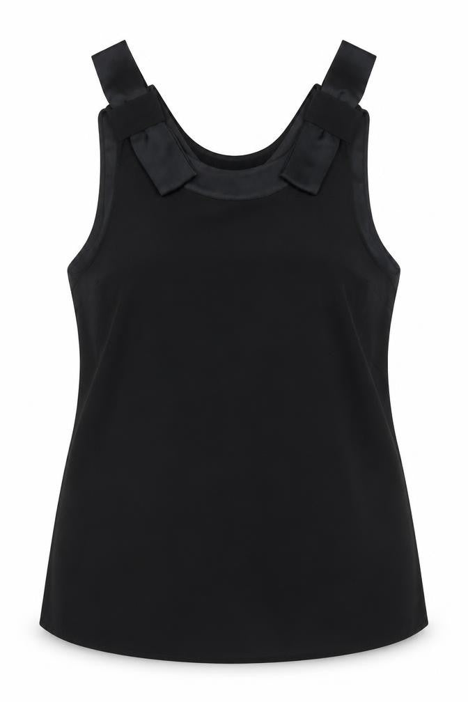 Gallery Women’s Black Size 14 Camisole Tank Top with Bow Straps