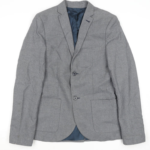 Topman Men's Grey Slim Fit Cotton Blazer Jacket Size 36