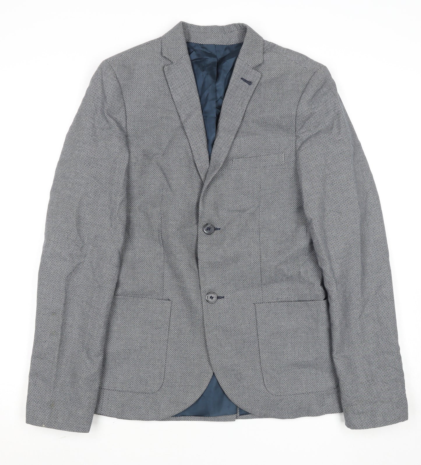 Topman Men's Grey Slim Fit Cotton Blazer Jacket Size 36