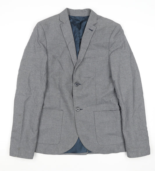 Topman Men's Grey Slim Fit Cotton Blazer Jacket Size 36