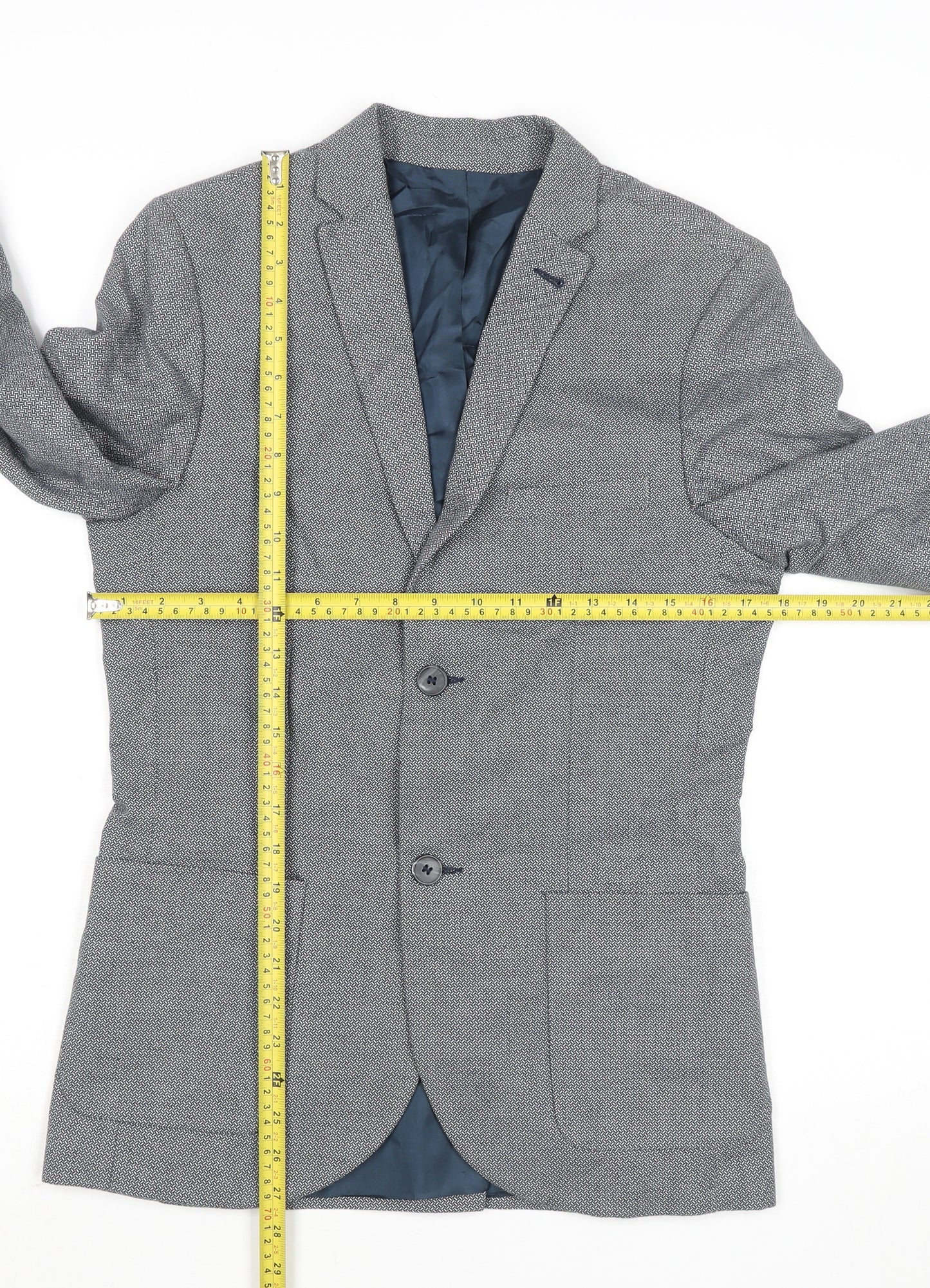 Topman Men's Grey Slim Fit Cotton Blazer Jacket Size 36