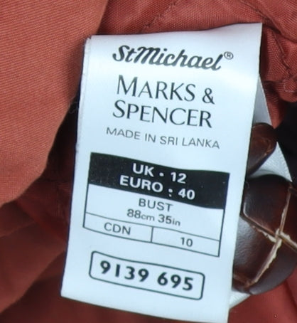 Marks and Spencer Women’s Russet Brown Long Hooded Parka Coat UK 12
