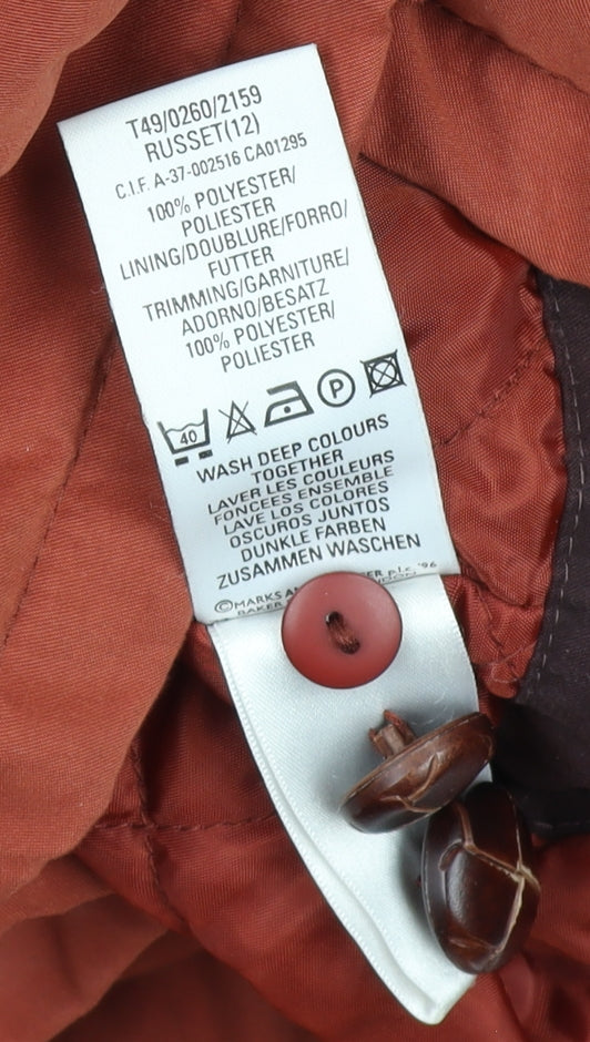 Marks and Spencer Women’s Russet Brown Long Hooded Parka Coat UK 12