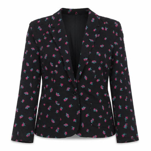 Oasis Women’s Black Floral Cotton Blend Blazer UK 12