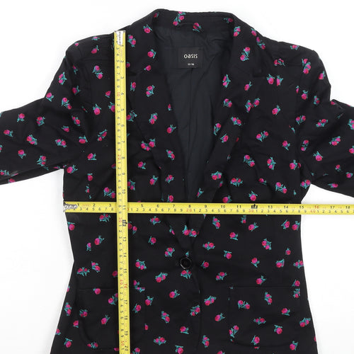 Oasis Women’s Black Floral Cotton Blend Blazer UK 12