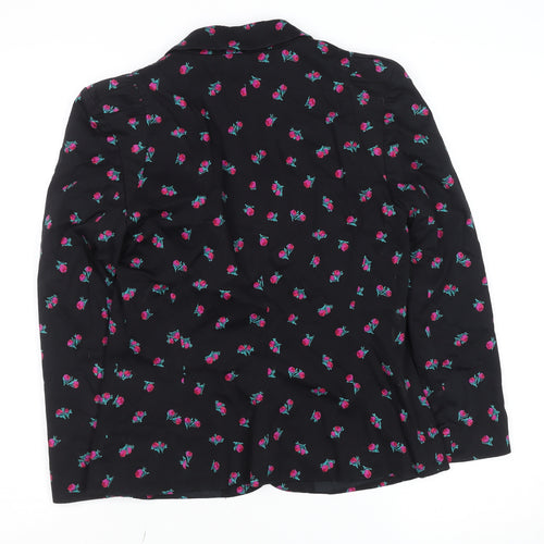 Oasis Women’s Black Floral Cotton Blend Blazer UK 12