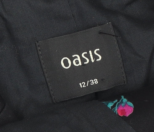 Oasis Women’s Black Floral Cotton Blend Blazer UK 12