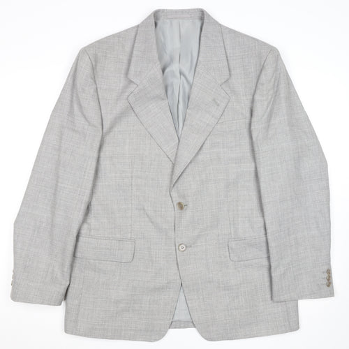 Men’s Grey Wool Blend 42R Classic Single Breasted Blazer