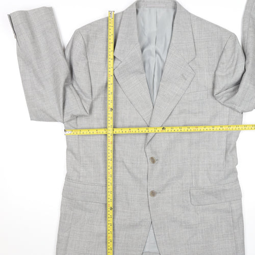Men’s Grey Wool Blend 42R Classic Single Breasted Blazer