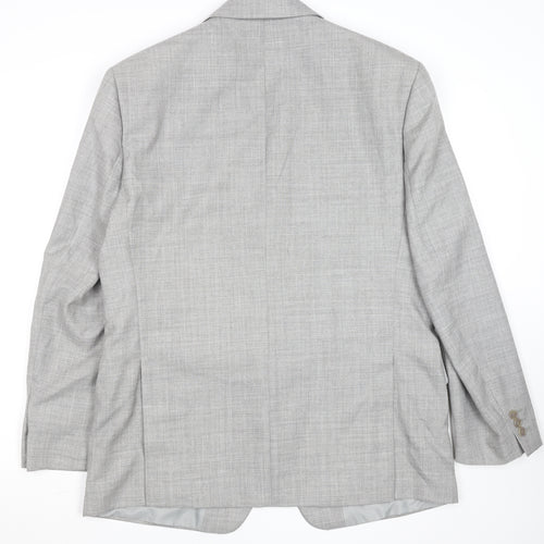 Men’s Grey Wool Blend 42R Classic Single Breasted Blazer