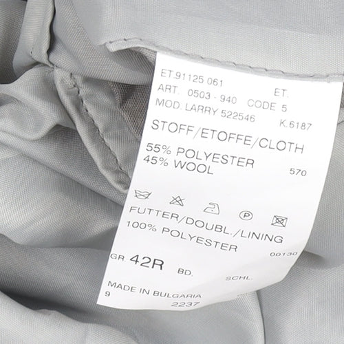 Men’s Grey Wool Blend 42R Classic Single Breasted Blazer