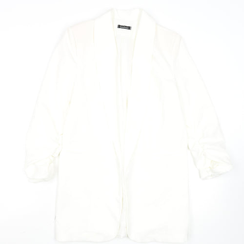 Boohoo Womens White Shawl Collar Longline Blazer Size S