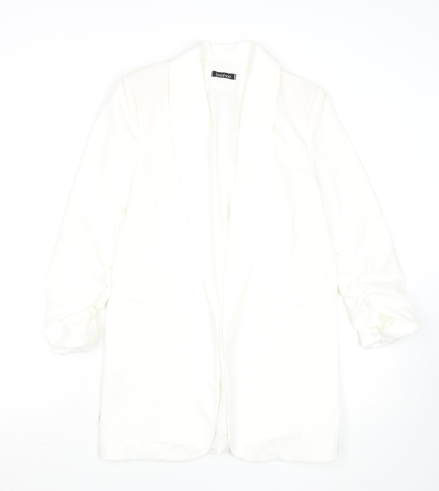 Boohoo Womens White Shawl Collar Longline Blazer Size S