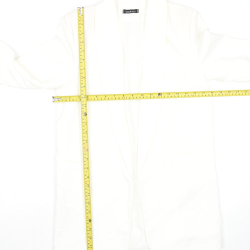 Boohoo Womens White Shawl Collar Longline Blazer Size S