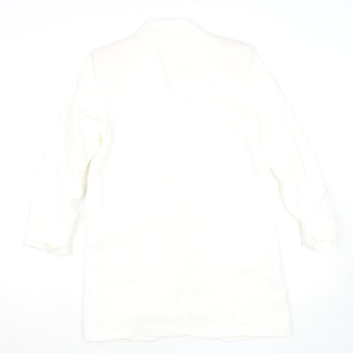 Boohoo Womens White Shawl Collar Longline Blazer Size S