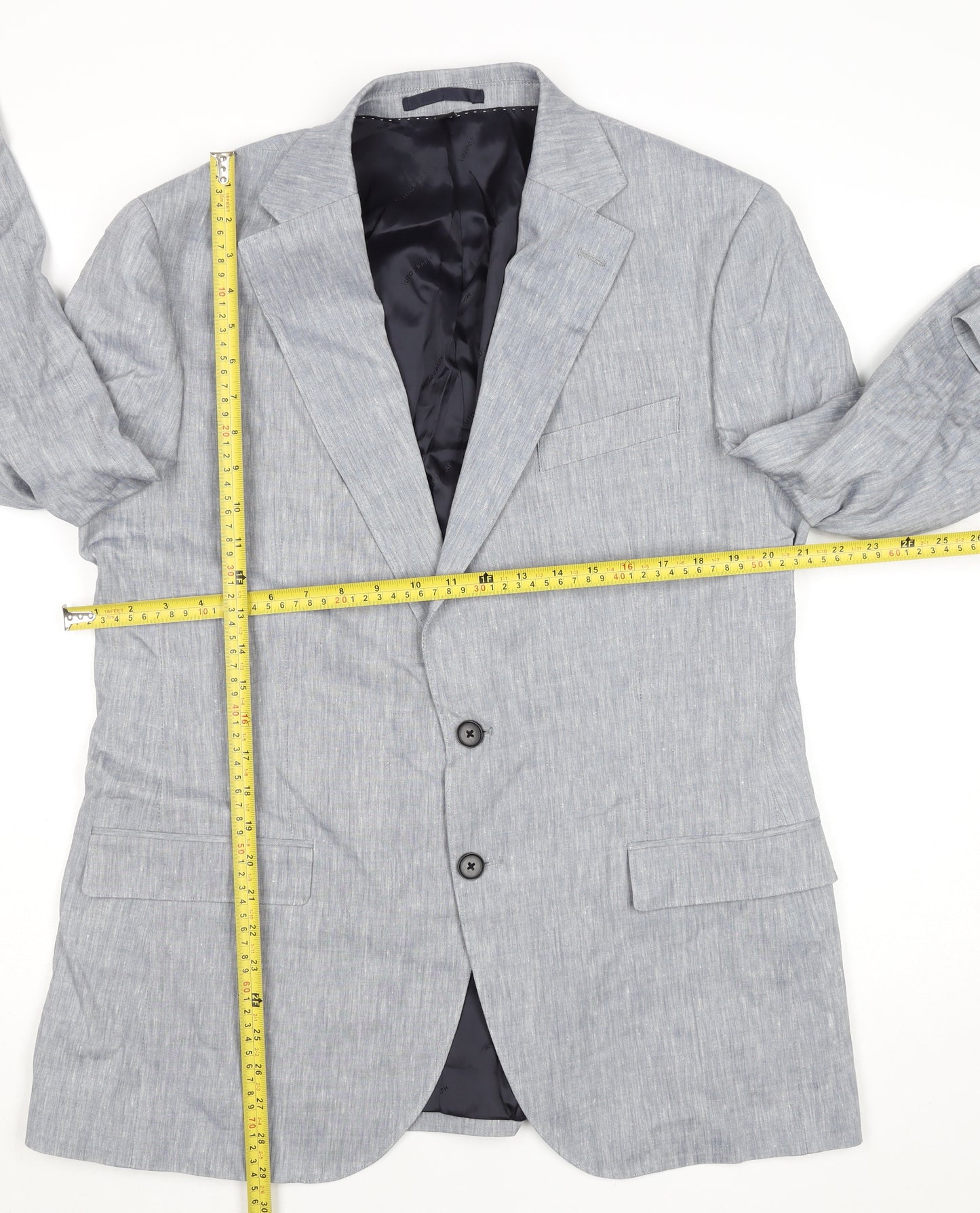 Marks and Spencer Autograph Men's Light Grey Linen Blend Two Button Blazer XL 42in Regular