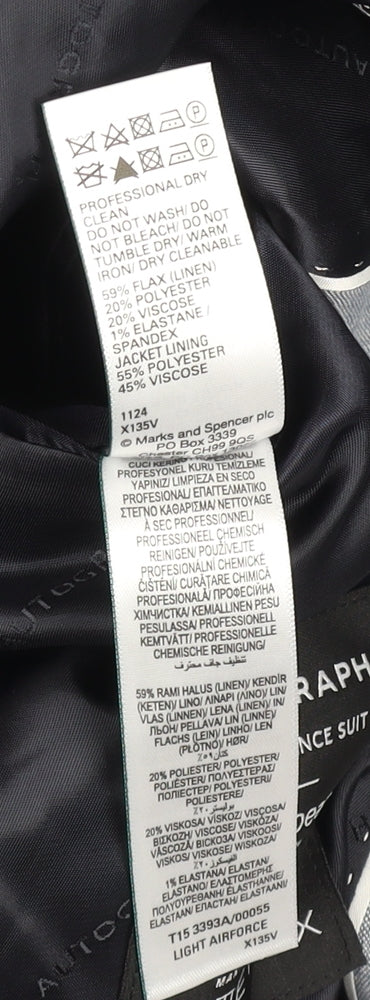 Marks and Spencer Autograph Men's Light Grey Linen Blend Two Button Blazer XL 42in Regular