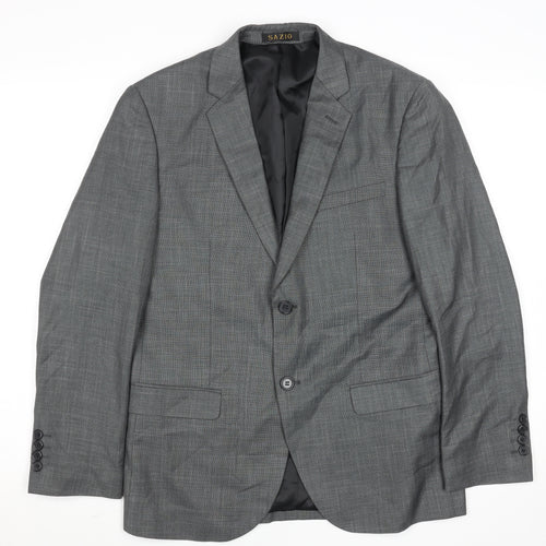 Sazio Men's Grey Size 48 Regular Fit Single-Breasted Blazer