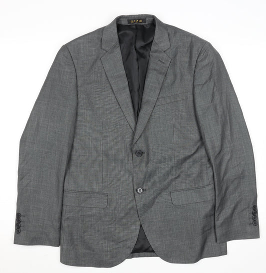 Sazio Men's Grey Size 48 Regular Fit Single-Breasted Blazer