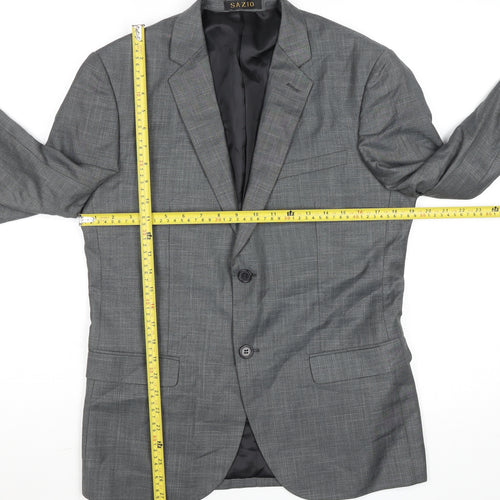 Sazio Men's Grey Size 48 Regular Fit Single-Breasted Blazer