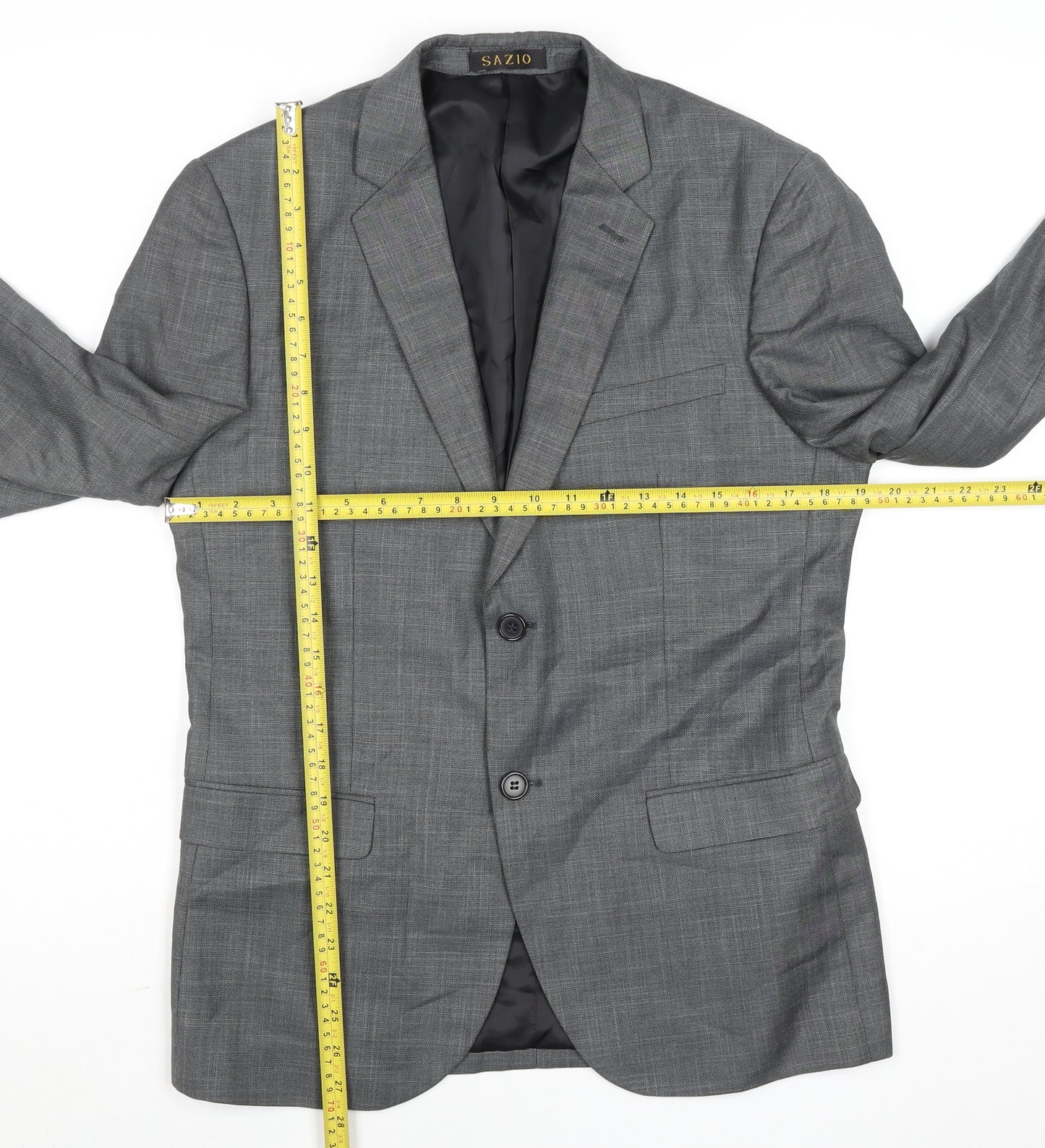 Sazio Men's Grey Size 48 Regular Fit Single-Breasted Blazer