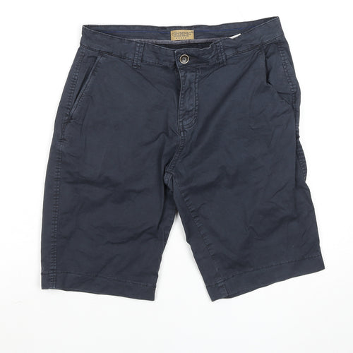 Consenso Men Navy Blue Chino Shorts Cotton Blend Size 34