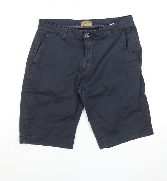Consenso Men Navy Blue Chino Shorts Cotton Blend Size 34