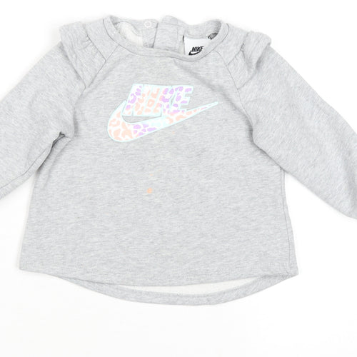 Nike Grey Animal Print Logo Long Sleeve Baby T-Shirt 18-24 Months