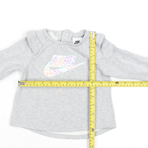 Nike Grey Animal Print Logo Long Sleeve Baby T-Shirt 18-24 Months