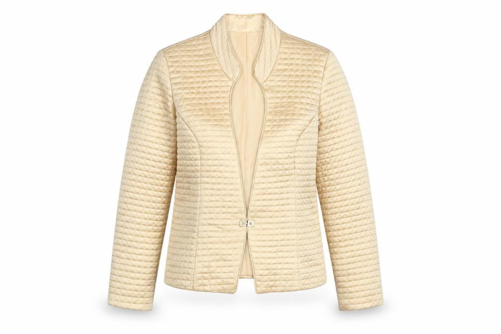 Joseph Ribkoff Women's Beige Quilted Satin Jacket UK 10 Elegant Short
