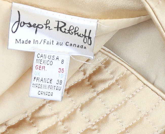 Joseph Ribkoff Women's Beige Quilted Satin Jacket UK 10 Elegant Short