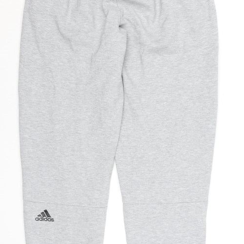adidas Men's Grey Jogger Sweatpants S Regular Fit Cotton Blend
