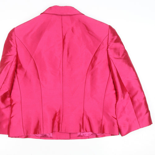 Veni Infantino Women’s Pink Silk Cropped Blazer Size 14 Classic Tailored