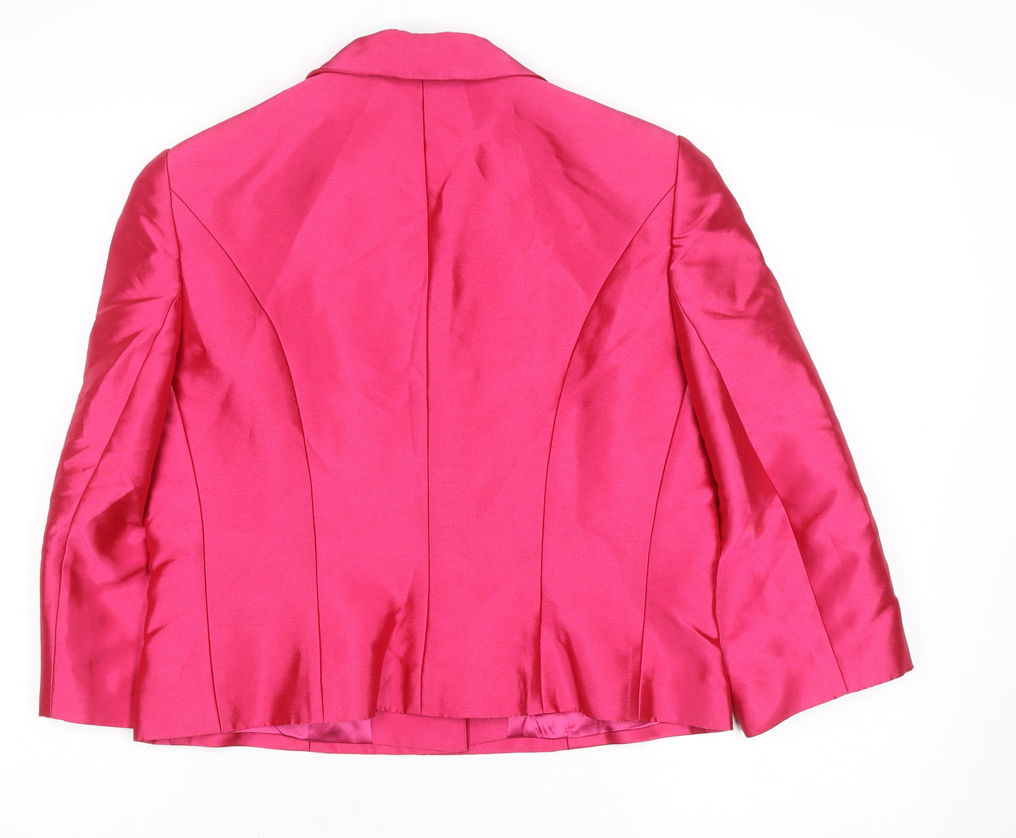 Veni Infantino Women’s Pink Silk Cropped Blazer Size 14 Classic Tailored