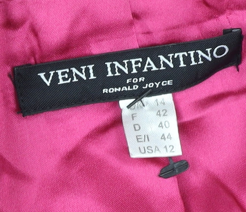 Veni Infantino Women’s Pink Silk Cropped Blazer Size 14 Classic Tailored