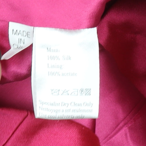 Veni Infantino Women’s Pink Silk Cropped Blazer Size 14 Classic Tailored