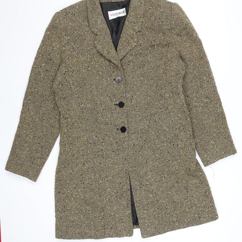 Windsmoor Women Beige Wool Blend Tweed Overcoat Size 12