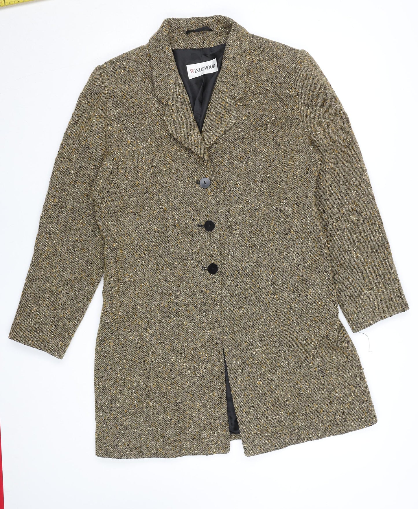 Windsmoor Women Beige Wool Blend Tweed Overcoat Size 12
