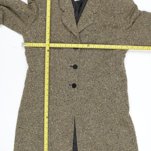 Windsmoor Women Beige Wool Blend Tweed Overcoat Size 12