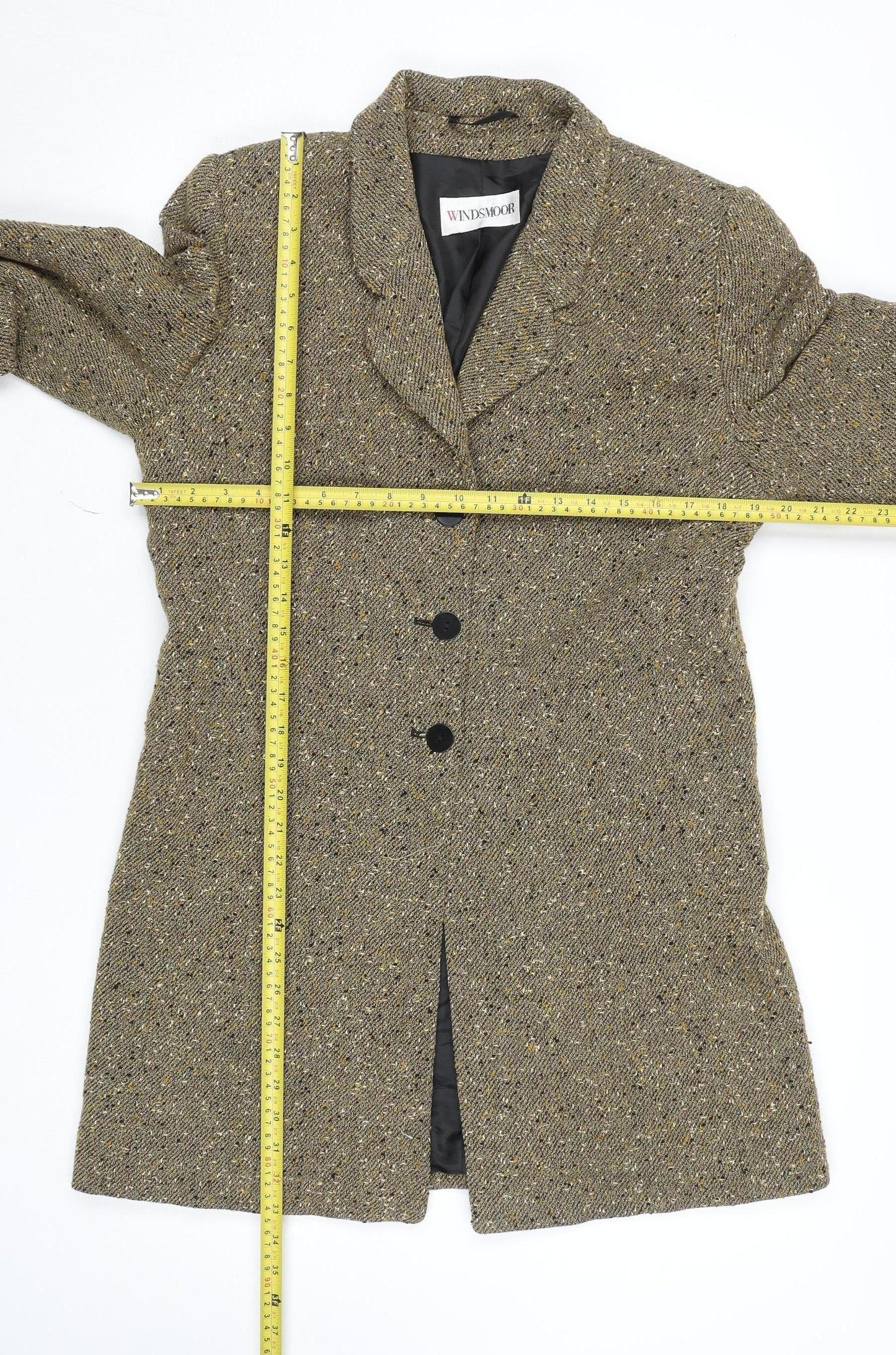Windsmoor Women Beige Wool Blend Tweed Overcoat Size 12