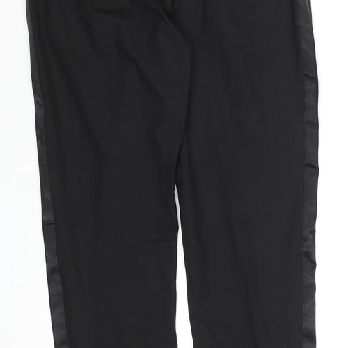 Zara Men Black Slim Fit Dress Pants 32W Formal Satin Trim Trousers