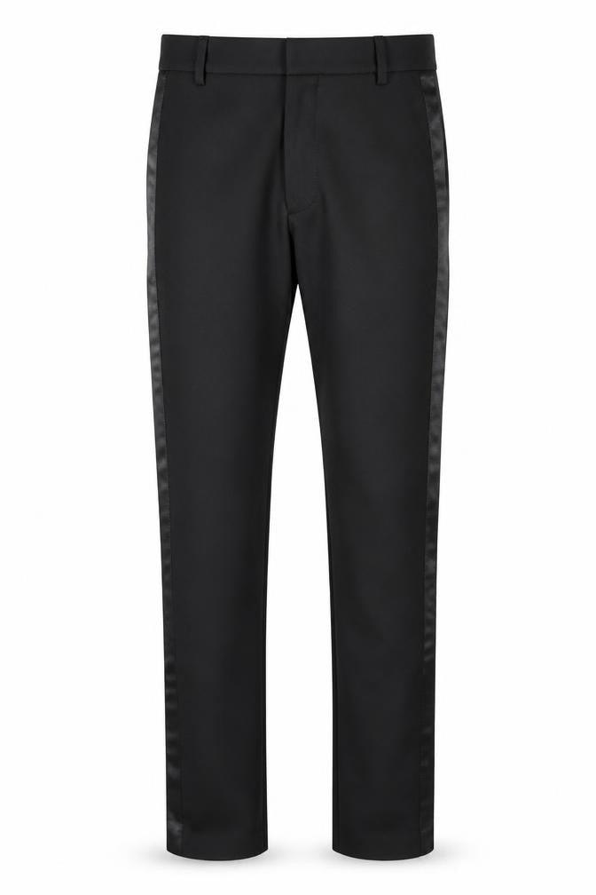 Zara Men Black Slim Fit Dress Pants 32W Formal Satin Trim Trousers