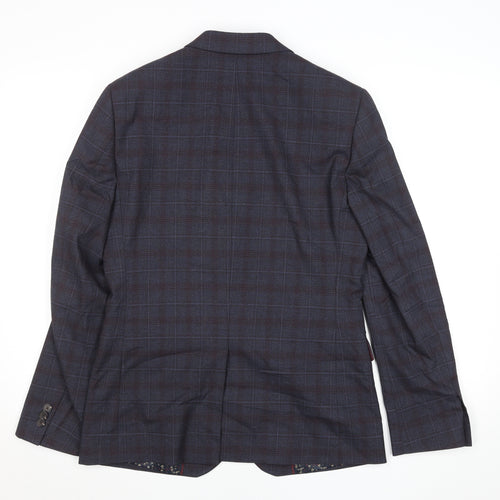 Marks and Spencer Men's Blue Check Regular Fit 36S Blazer Jacket