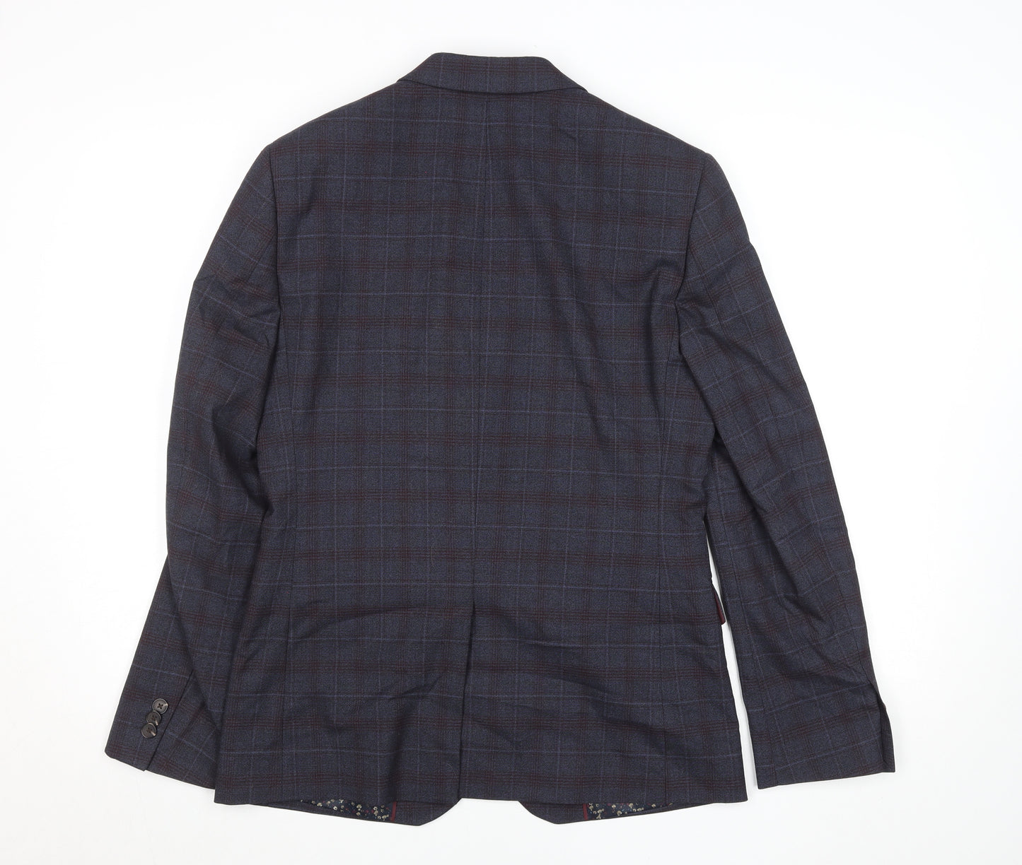 Marks and Spencer Men's Blue Check Regular Fit 36S Blazer Jacket