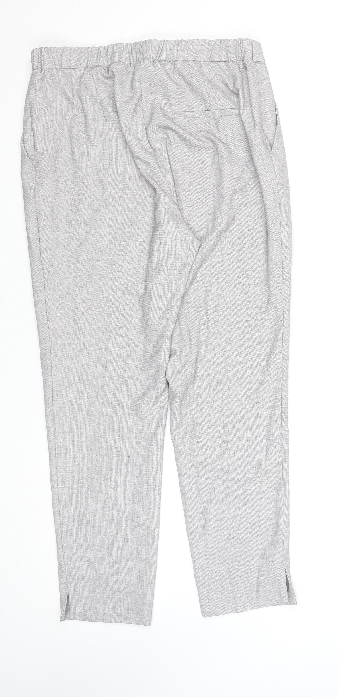 H&M Women's Grey Regular Fit Elastic Waist Tapered Trousers Size 10